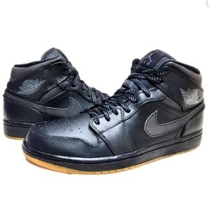 NIKE Jordan 1 Retro Mid Winterized Sz 9 Black/Anthracite-Gum  AA3992-002